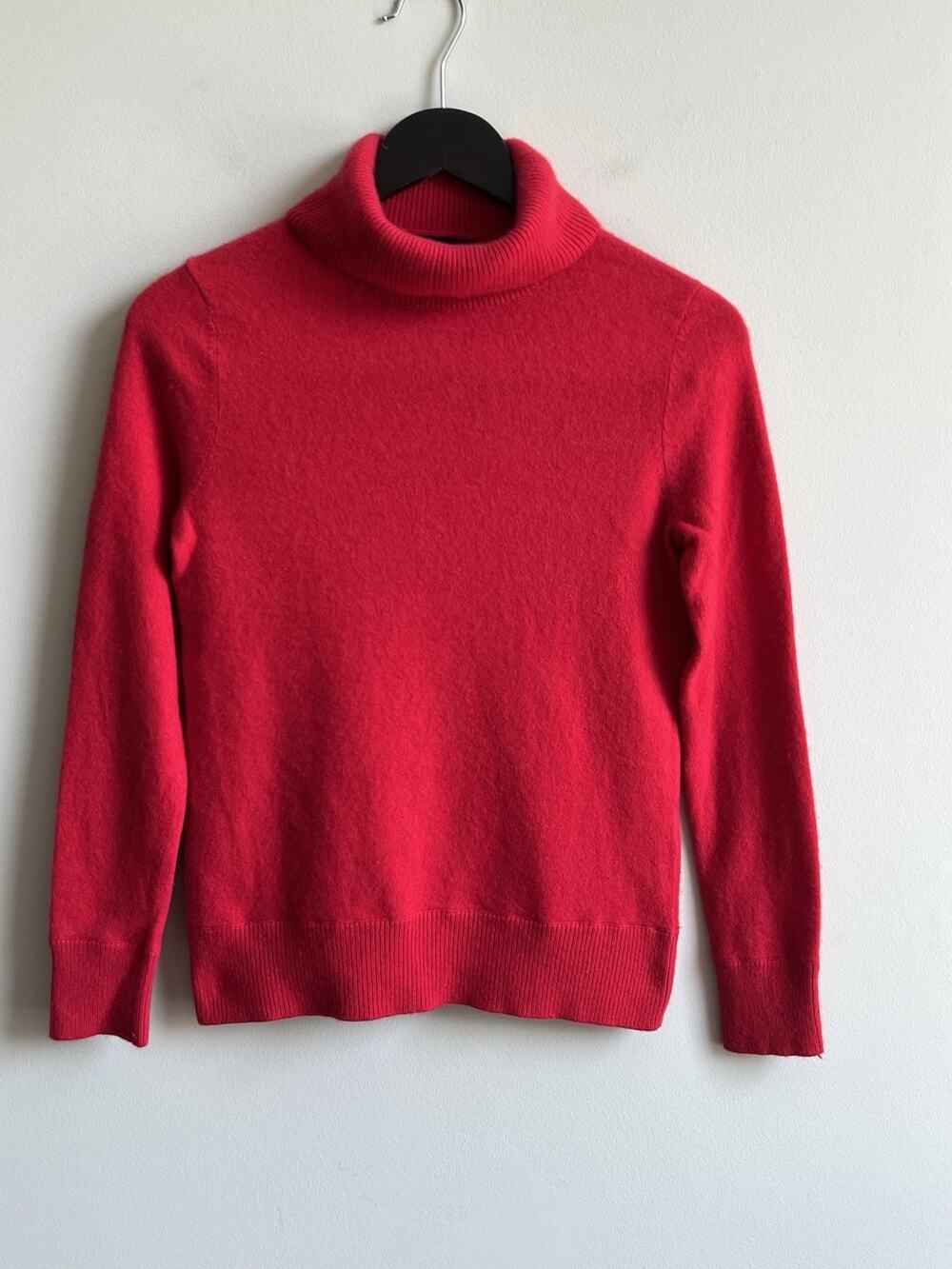 Lands End Turtleneck Sweater Womens S Red Excellent 100% Cashmere
